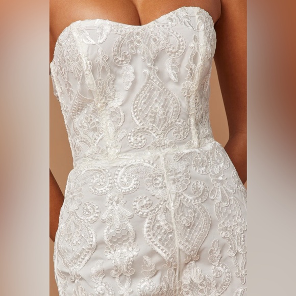 NWT NOVA LUXE Women’s Sequin Embroidered Bride Wedding Formal Jumpsuit Medium M - Picture 6 of 11